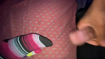Sneaking a cumshot on socks part 2