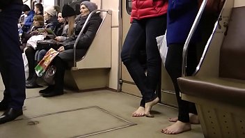 Dirty Feet in the Winter on Subway Part 1- www.prettyfeetvideo.com